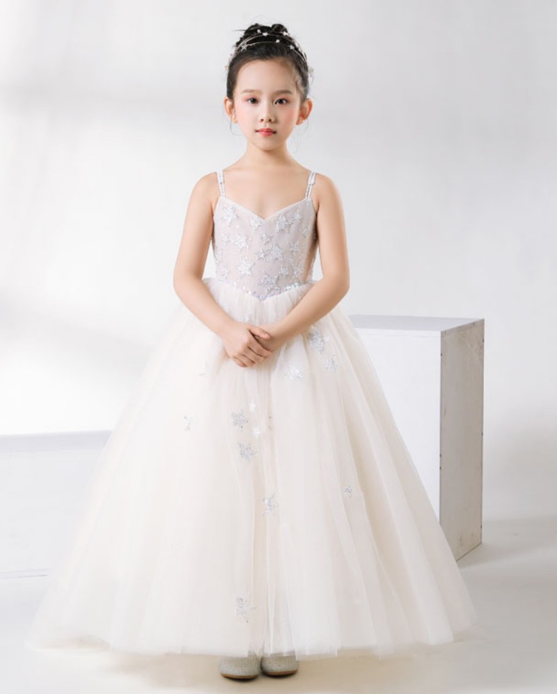 2019 Cute White Flower Girls' Dresses For Wedding Applique Tulle Princess Pageant Dress Floor Length First Holy Communion Dresses 2 pieces