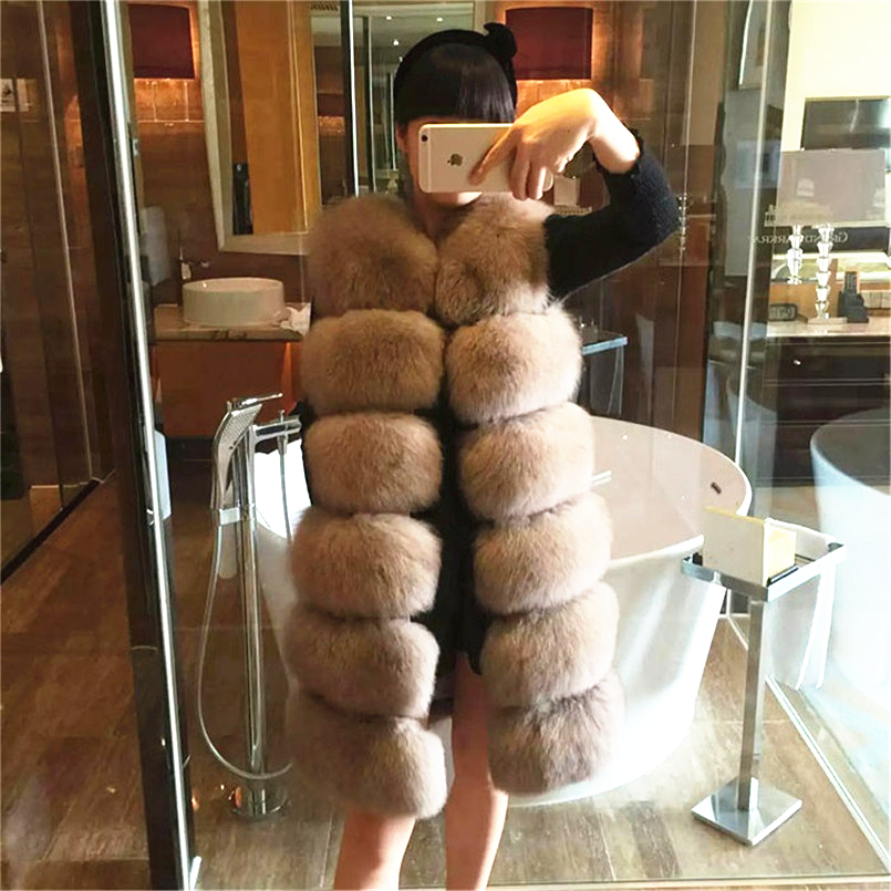 Fashion Women's Long Fur Vest Jacket Sleeveless Slim Winter Faux Fur Coat Bontjas Kahki Black Green Gray Colors