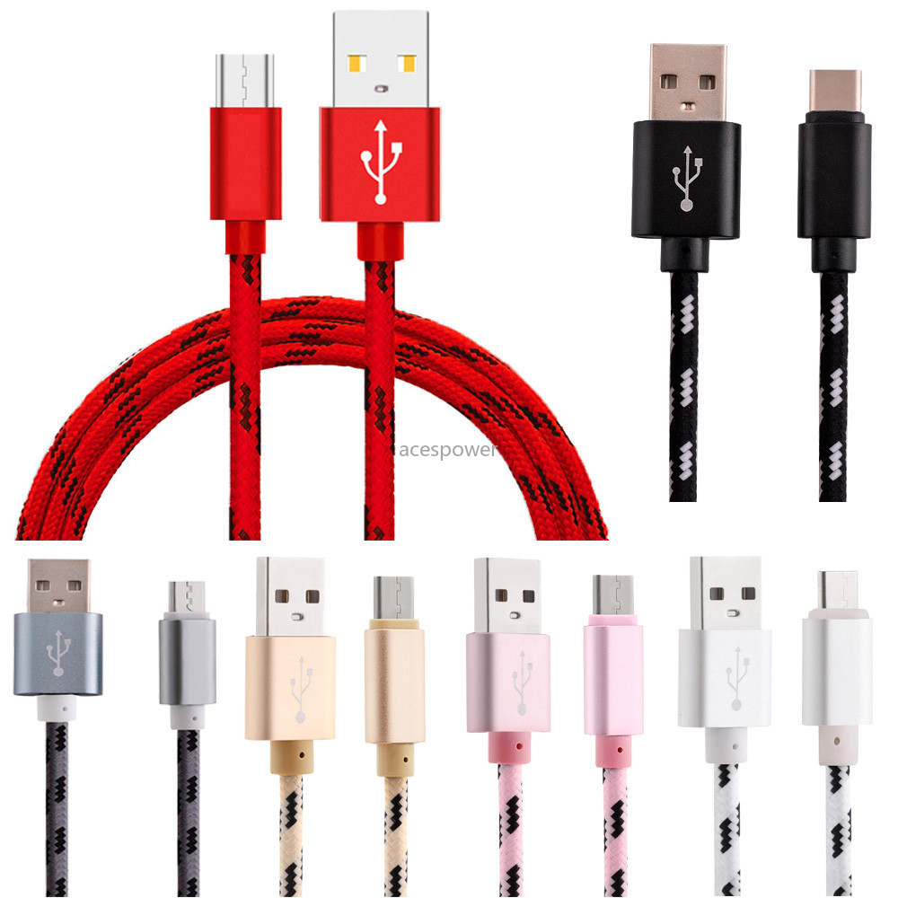 

1M 3FT Micro USB Phone Charger Cable Type C V8 Cables Support Fast Chargers Pass 2A Metal Data Sync Charging Wire for Galaxy S20 Ultra, Mixed color