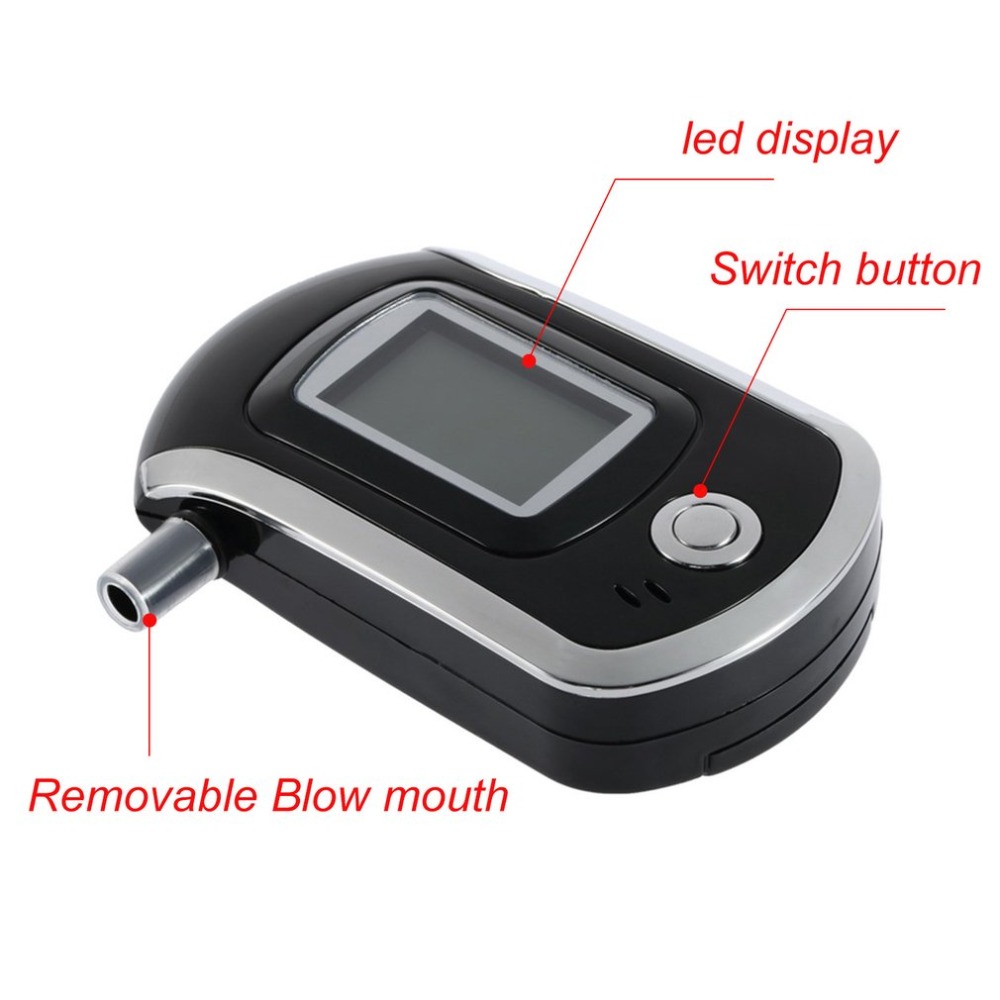 Professional Digital Breath Alcohol Tester Breathalyzer Dispaly with 11 Mouthpieces AT6000 LCD Display DFDF283K