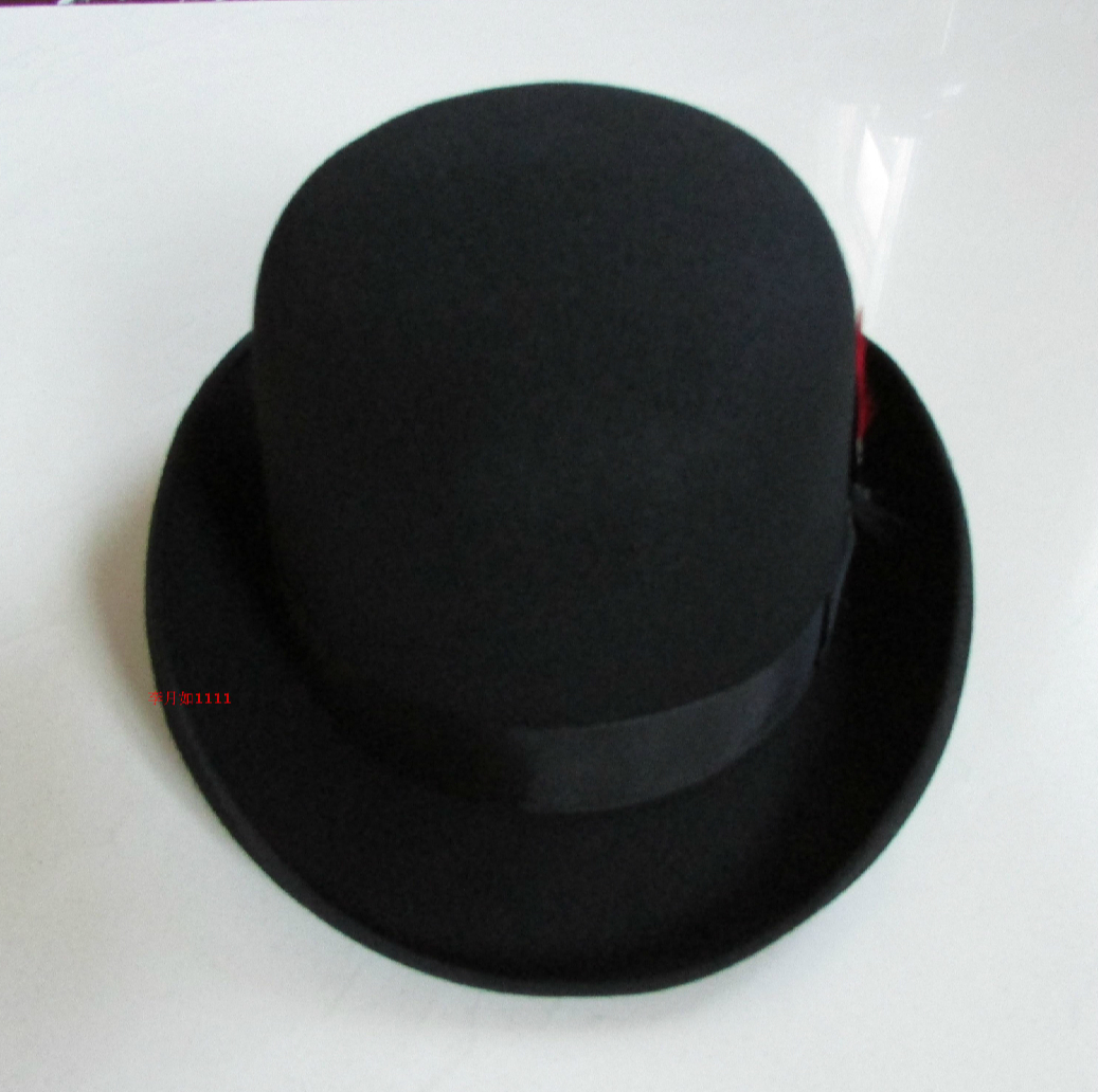 New 100% Wool Hat High Quality Fashion Men's And Women's Black Cap Bowler Hats Black Wool Felt Derby Bowler Hats B-8134 Q190417