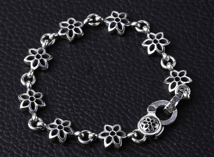 925 Sterling silver jewelry designer hand-made cherry blossom bracelet designed with unique closure clasps