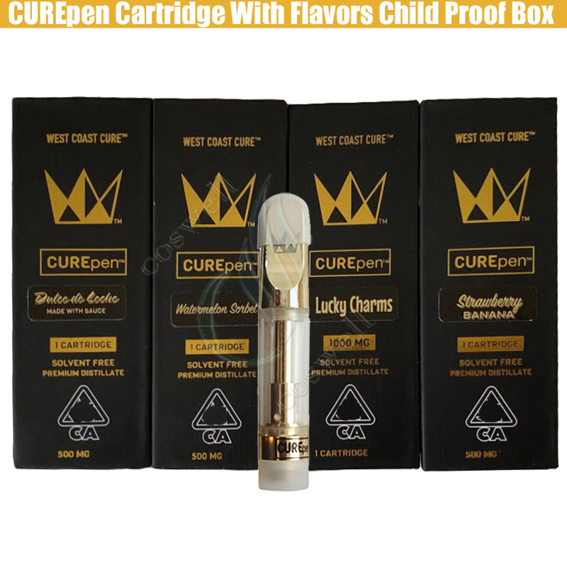 New Curepen Cartridges West Coast Cure Vape Pen Gold Th210 Th205 Ceramic Coils Carts with Childproof Box Flavors Stickers Premium Atomizers
New Curepen Cartridges West Coast Cure Vape Pen Gold Th210 Th205 Ceramic Coils Carts with Childproof Box Flavors Stickers Premium Atomizers