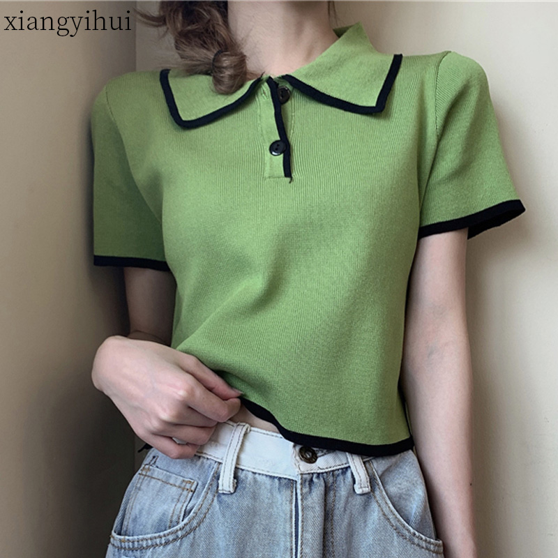 Summer 2020 Vintage Turn-down Collar Slim Fit T shirt Women Casual Short Sleeve Pink T-shirt Female Ladies Basic Tshirts Tops, Black
Summer 2020 Vintage Turn-down Collar Slim Fit T shirt Women Casual Short Sleeve Pink T-shirt Female Ladies Basic Tshirts Tops, Black