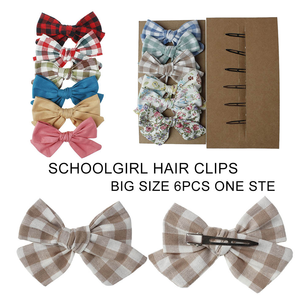 INS 48 color 4.33" hair Bow Baby girl Barrettes Girl Hair Accessories Plaid Flower Print kids party School hair clipper