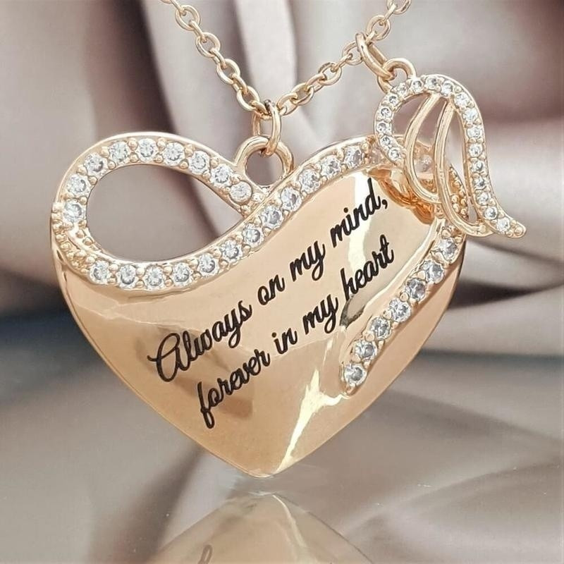Always on My Mind, Forever In My Heart Elegant Sanctity Angel Wing Necklace Beautiful and Precious Love Family Jewelry Gift
Always on My Mind, Forever In My Heart Elegant Sanctity Angel Wing Necklace Beautiful and Precious Love Family Jewelry Gift