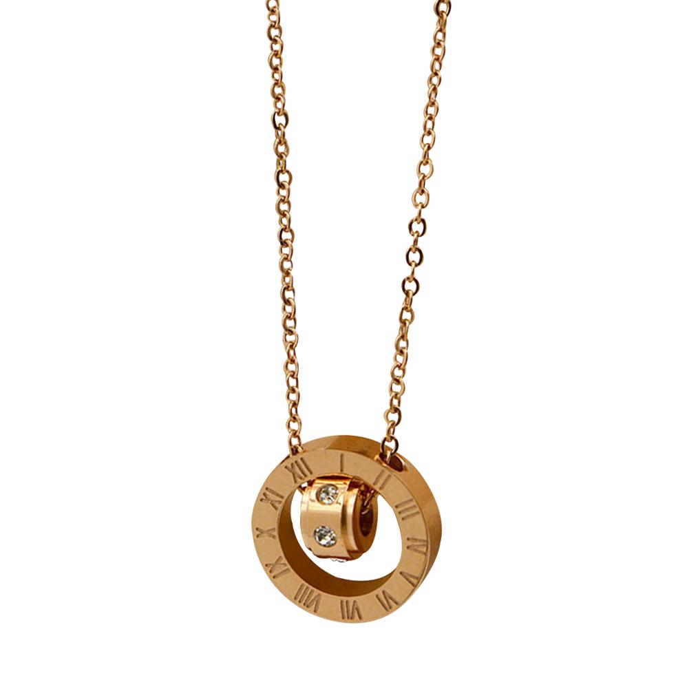 Fashion- lovely Roman Numerals Round Pendant Necklace Link Chain Clothing Accessories