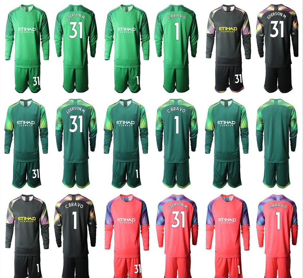 2019 2020 Long Sleeve Adults City Soccer Jerseys C. Bravo Goalkeeper krt Jersey #1 C. Bravo #31 Ederson M. Men Uniforms Football Sets, Colour 6
2019 2020 Long Sleeve Adults City Soccer Jerseys C. Bravo Goalkeeper krt Jersey #1 C. Bravo #31 Ederson M. Men Uniforms Football Sets, Colour 6