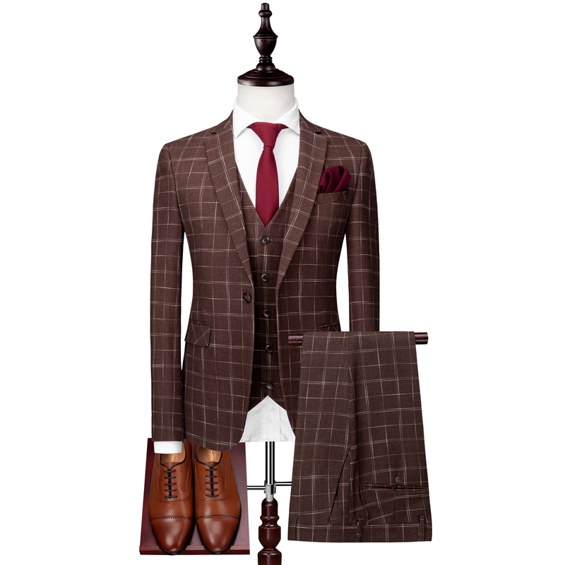 2019 New Fashion Mens Suits Plaid Three Pieces Wedding Suit Jacket+Pants+Vest Formal Prom Dress Custom Wedding Tuxedos, Light gray
2019 New Fashion Mens Suits Plaid Three Pieces Wedding Suit Jacket+Pants+Vest Formal Prom Dress Custom Wedding Tuxedos, Light gray
