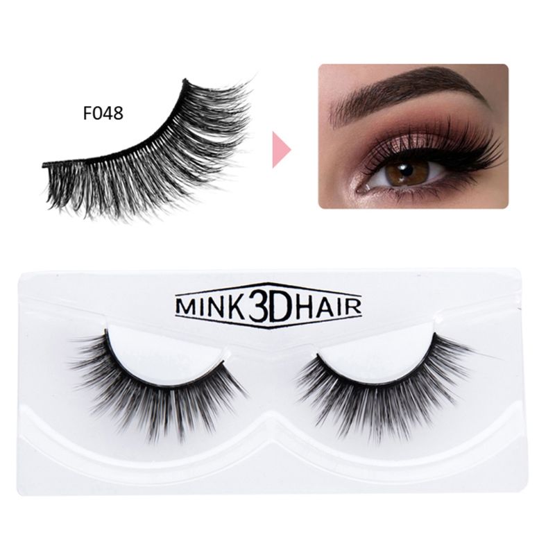 1 Pair Long Fake 3D Mink Eye Lashes Natural Thick Makeup False Eyelashes