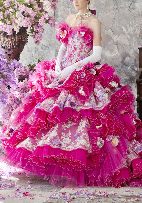 Stella De Libero Princess Dresses 3D Floral Appliques Flowers Tiered Skirts Bridal Ball Gowns Floor Length Ruffle Wedding Dress D0312