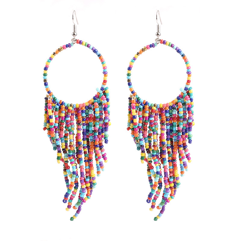 Bohemia National Style Earrings Handmade Beaded Fashion Multilayer Tassels Bead Long Dangle Earrings Women Girls Jewelry Gift 7 Styles