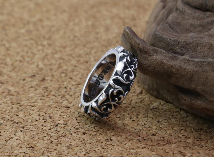 Brand new 925 sterling silver vintage jewelry American Europe hand-made designer scroll flower antique silver punk band rings free shipping