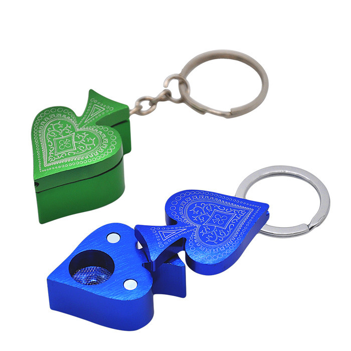 Newest aluminum alloy metal Poker Peach heart Smoking pipe key chain portable Dry Herb Secret Hand Tobacco pipes Tools 4 color
Newest aluminum alloy metal Poker Peach heart Smoking pipe key chain portable Dry Herb Secret Hand Tobacco pipes Tools 4 color