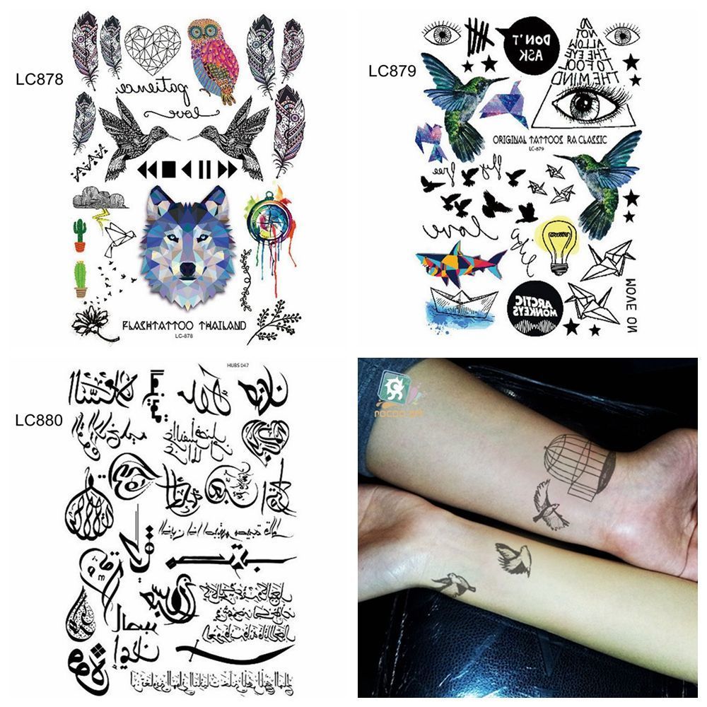 1 Sheet Personalized Tattoo Stickers Waterproof Feather Rainbow Diamond Temporary Glitter Tattoo Body Art Sticker