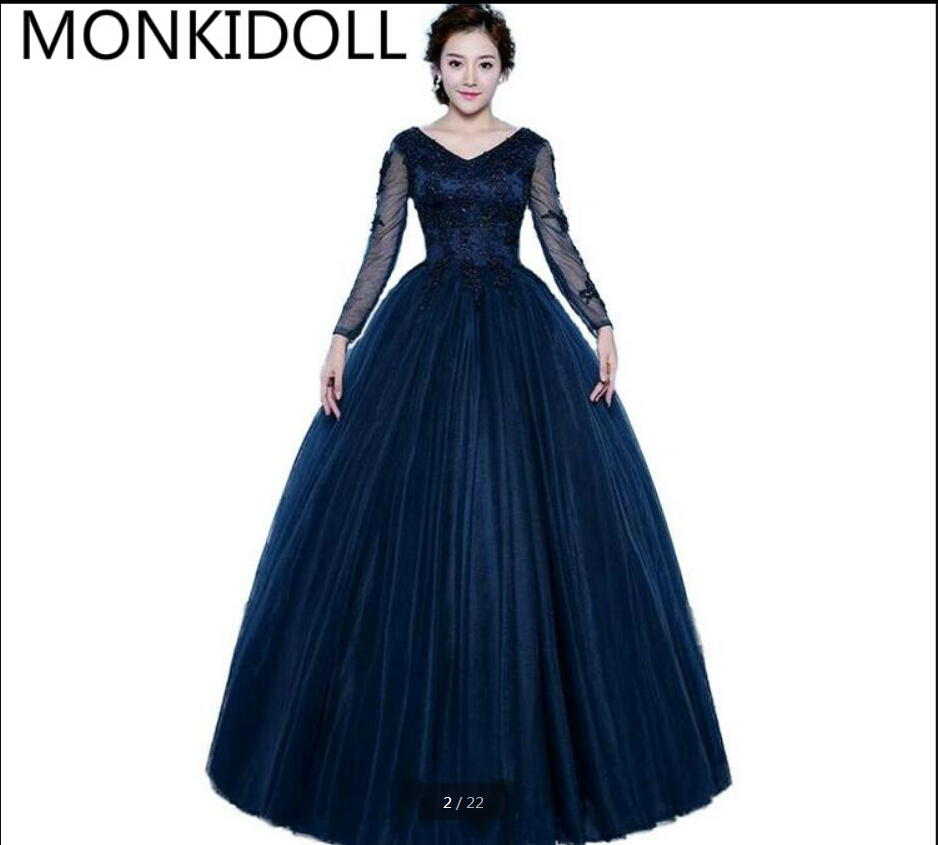 Vestido De Novia 2019 ball gown navy blue modest muslim prom dress long sleeve v neckline lace appliques beaded prom dresses hot sale, Pink
Vestido De Novia 2019 ball gown navy blue modest muslim prom dress long sleeve v neckline lace appliques beaded prom dresses hot sale, Pink
