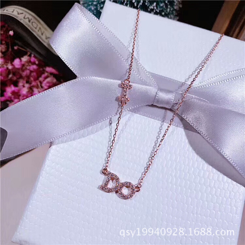 Fashionsterling silver simple I do letter necklace European Bailey I do clavicle chain
