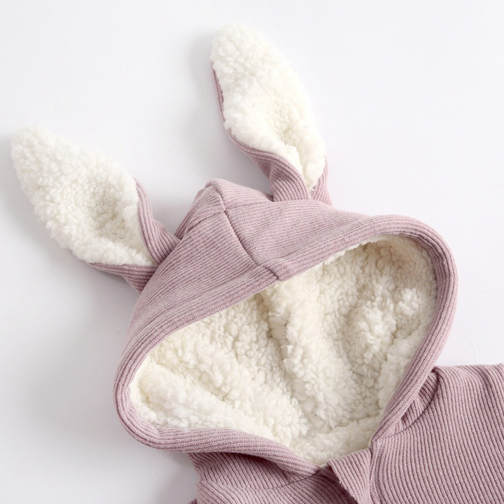 Children Clothes Set Kids Girls Boys 2PCs Rabbit Ears Hooded Warm Coat Tops+Pants Outfits Kids Winter Clothes