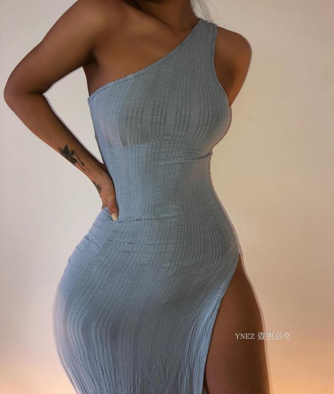 New arrivals Sexy Dress Women One Shoulder Sleeveless skinny Bodycon Dress Club Party new beauty arrivals