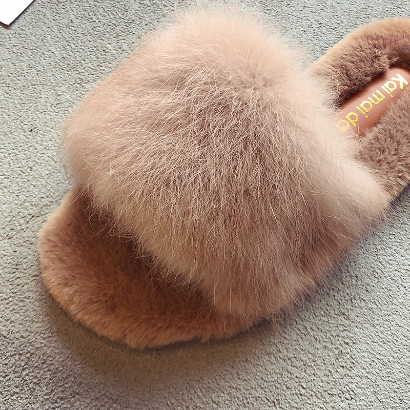 Winter Slipper House Indoor Home Slippers Spring Plush Fur Slippers Casual Fur Slides Flip Flops Flat Shoes Woman v428 Y200106
