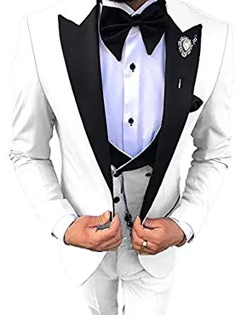 Latest Design One Button Wedding Men Suits Peak Lapel Three Pieces Business Groom Tuxedos (Jacket+Pants+Vest+Tie) W1102