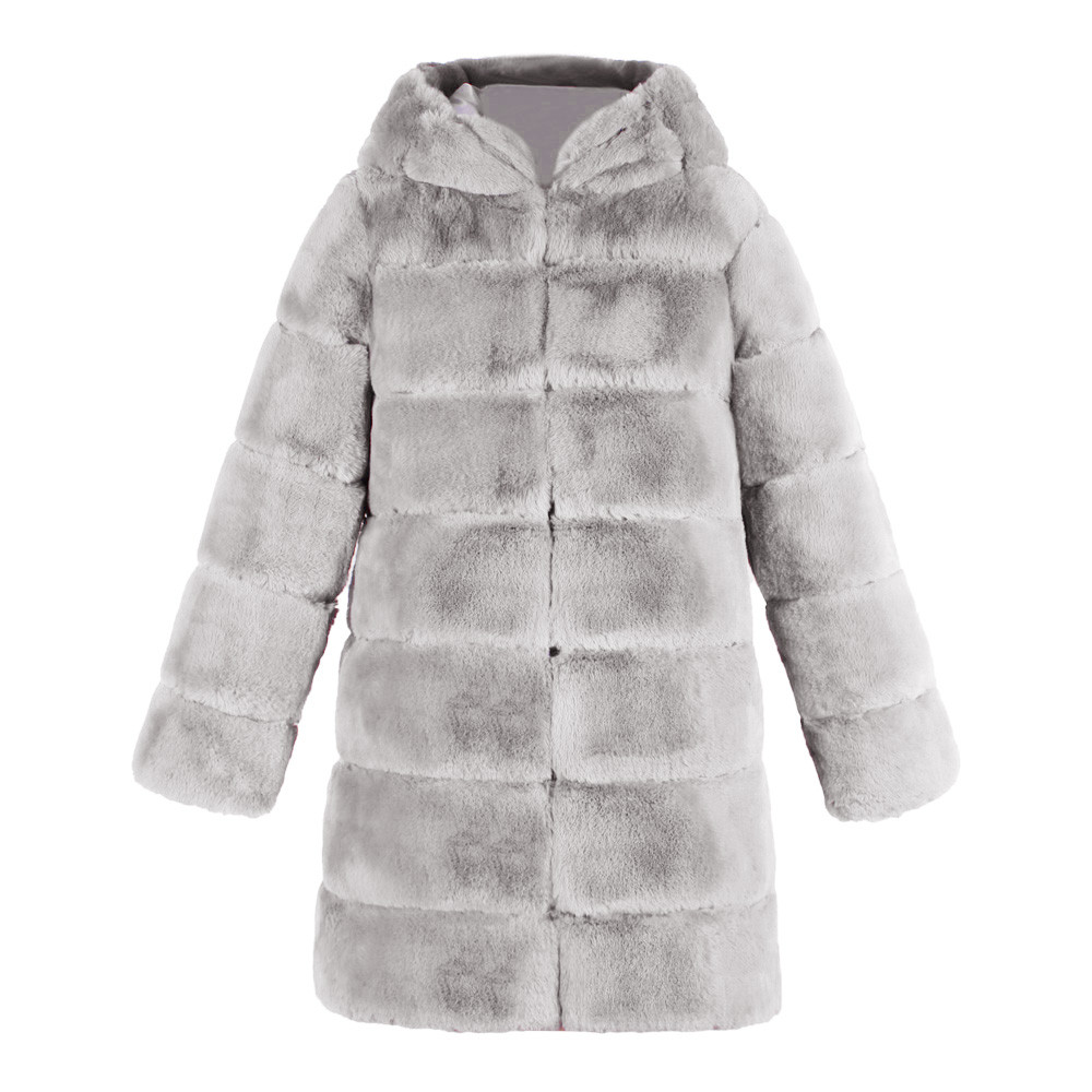 Women Coat Fashion Luxury Faux Fur Coat Hooded Autumn Winter Warm Overcoat Jacket Coats Women