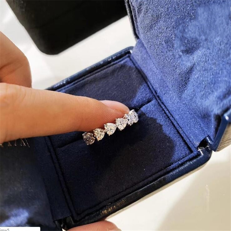 Choucong New Arrival Hot Sale Unique Luxury Jewelry 925 Sterling Silver Full Pear Cut White Topaz CZ Diamond Gemstones Women Wedding Ring