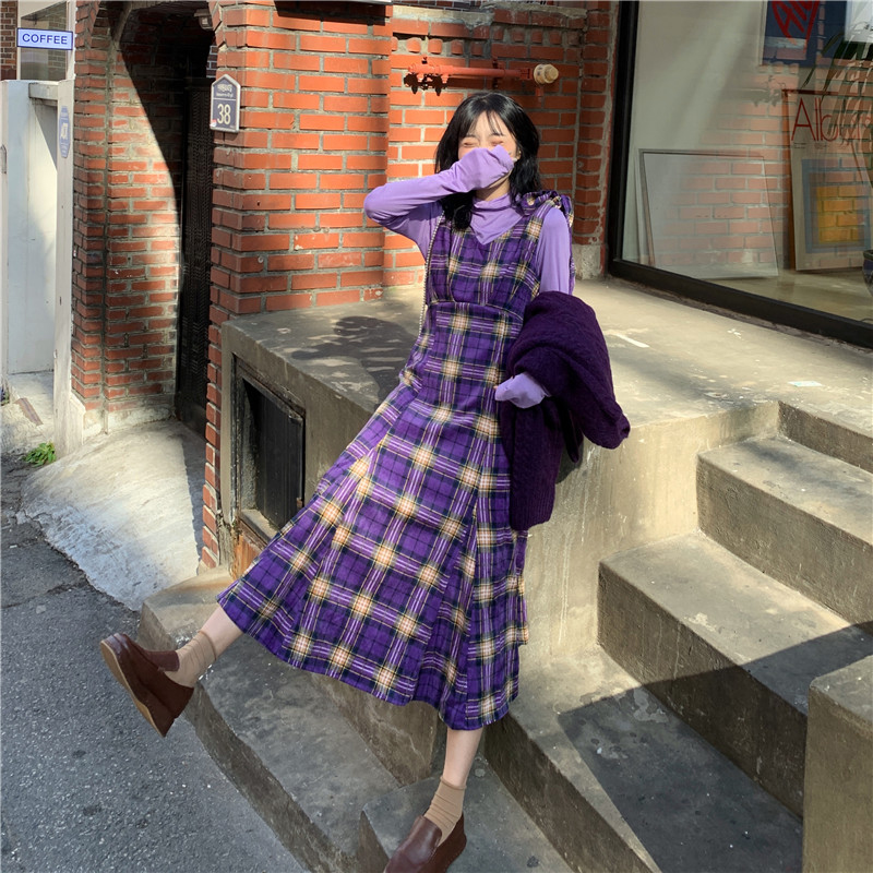 2 Piece Dress Sets Women Spring Summer Purple Long Sleeve Tops Shirts Female Plus Size Plaid Long Dress Maxi Spaghetti Vestidos, As pic
2 Piece Dress Sets Women Spring Summer Purple Long Sleeve Tops Shirts Female Plus Size Plaid Long Dress Maxi Spaghetti Vestidos, As pic
