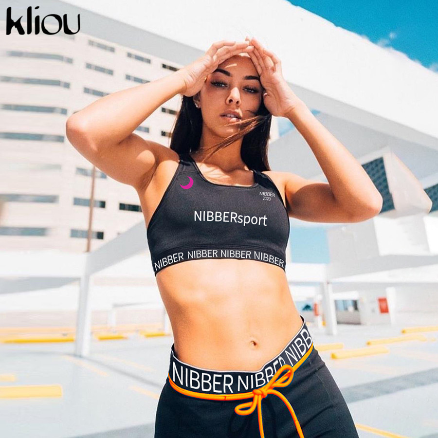 kliou women outfits skinny stretch two pieces set High elastic fitness tracksuit skinny stretch outwear slim Leggings Sportswear T200616