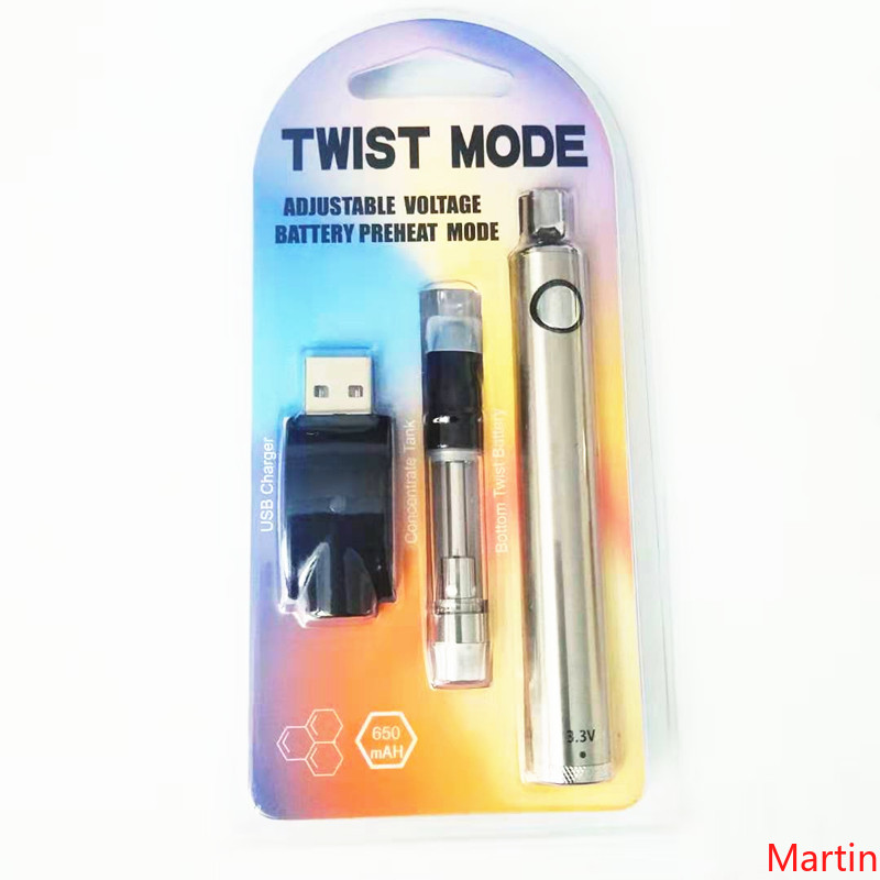 Twist Mode E Cigarette Kit 650mAh eGo Twist VV Battery Vape Pen 0.5ml 1.0ml Cartridge Wireless USB Charger Thick Oil DHL
Twist Mode E Cigarette Kit 650mAh eGo Twist VV Battery Vape Pen 0.5ml 1.0ml Cartridge Wireless USB Charger Thick Oil DHL