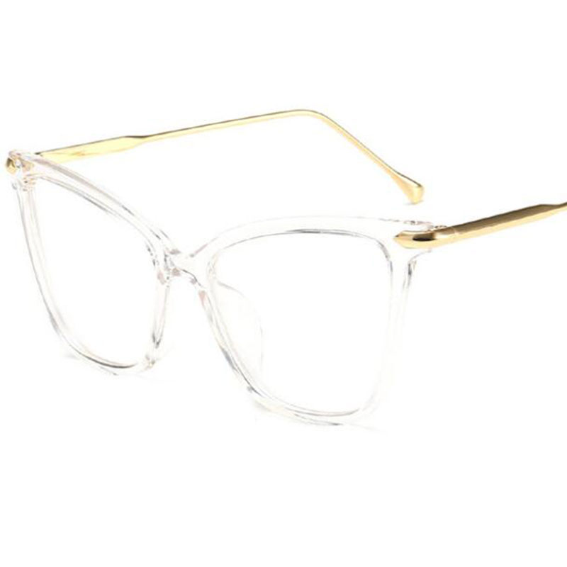 Lady Oversized Cat Eye Glasses Frame Clear Lens Metal Spectacle Frame Points Zero Myopia Nerd Vintage Women039s Eyeglass Frame