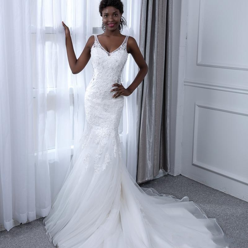 2020 African plus size mermaid wedding dresses robes de soirée lace appliques bridal gowns Custom Made, White
2020 African plus size mermaid wedding dresses robes de soirée lace appliques bridal gowns Custom Made, White