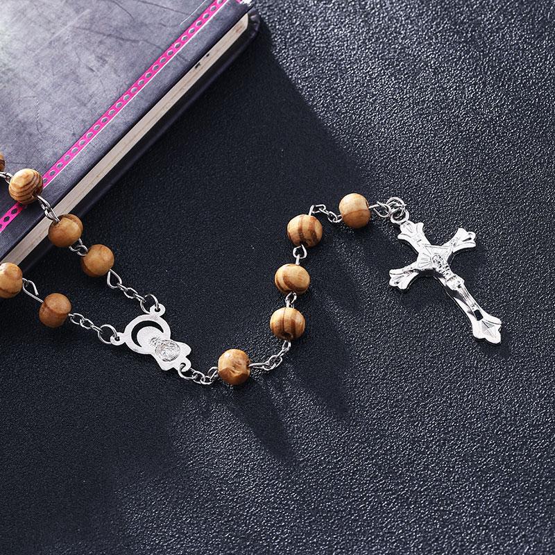 Wholesale- Factory sell 8mm Wooden Beads Brand Necklace Pray Necklace Pray rosary religious beads jewelry necklace Jesus