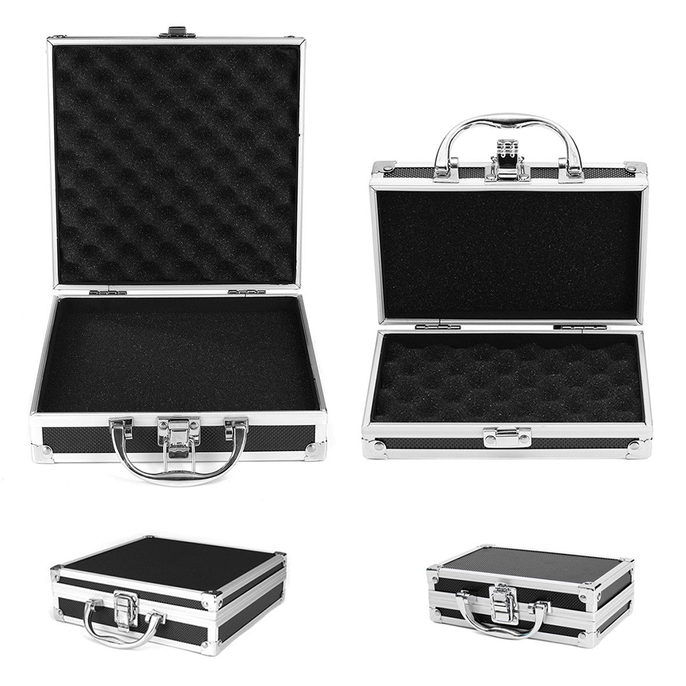 Durable Sponge Inside Portable Sturdy Organiser Hard Carry Practical Storage Aluminum Alloy Tool Box Travel Carry Case
