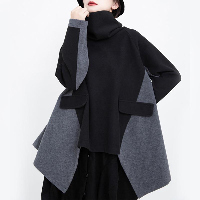 Loose Hit Color Asymmetrical Sweatshirt Women High Collar Long Sleeve Big Size Autumn Winter Winter Hoodies, Gray
Loose Hit Color Asymmetrical Sweatshirt Women High Collar Long Sleeve Big Size Autumn Winter Winter Hoodies, Gray