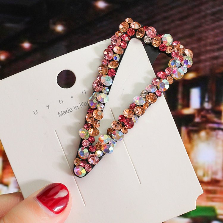 Fashion Rhinestone Hair Clip Geometric Diamond BB Grips For Women Colored Bang Clips Crystal Wholesale
