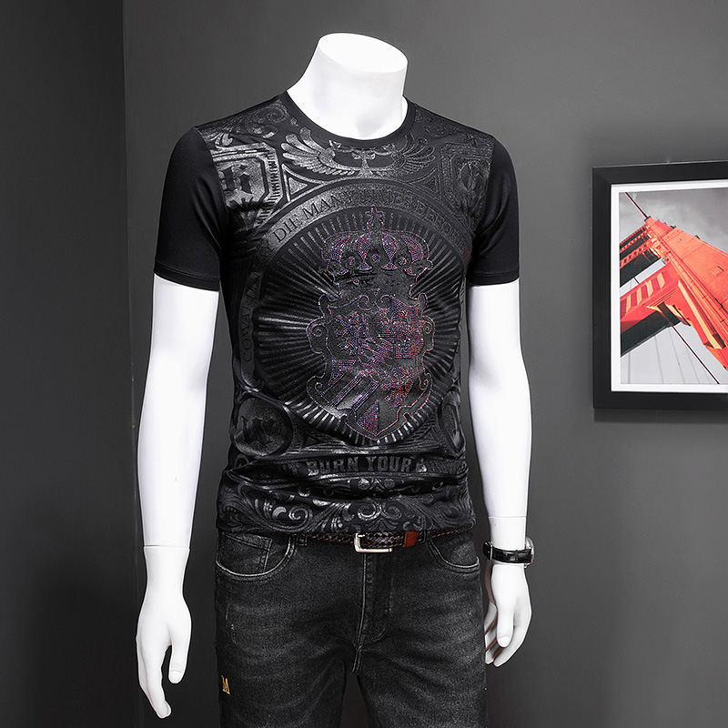 Short-sleeved t-shirt men's personality printing tide brand 2020 summer crown hot diamond fashion men's half-sleeved shirt top, Yellow
Short-sleeved t-shirt men's personality printing tide brand 2020 summer crown hot diamond fashion men's half-sleeved shirt top, Yellow