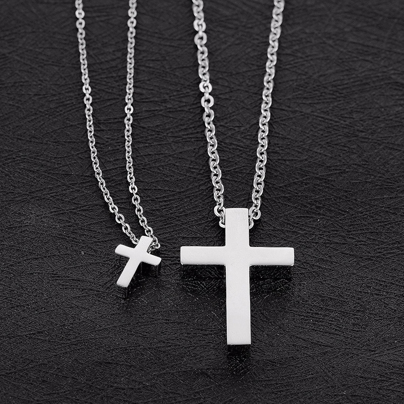Lover Couple Christian Jesus Cross Pendants Necklace Jewelry 316L Stainless Steel Gold Plated Necklace Religious Jewelry