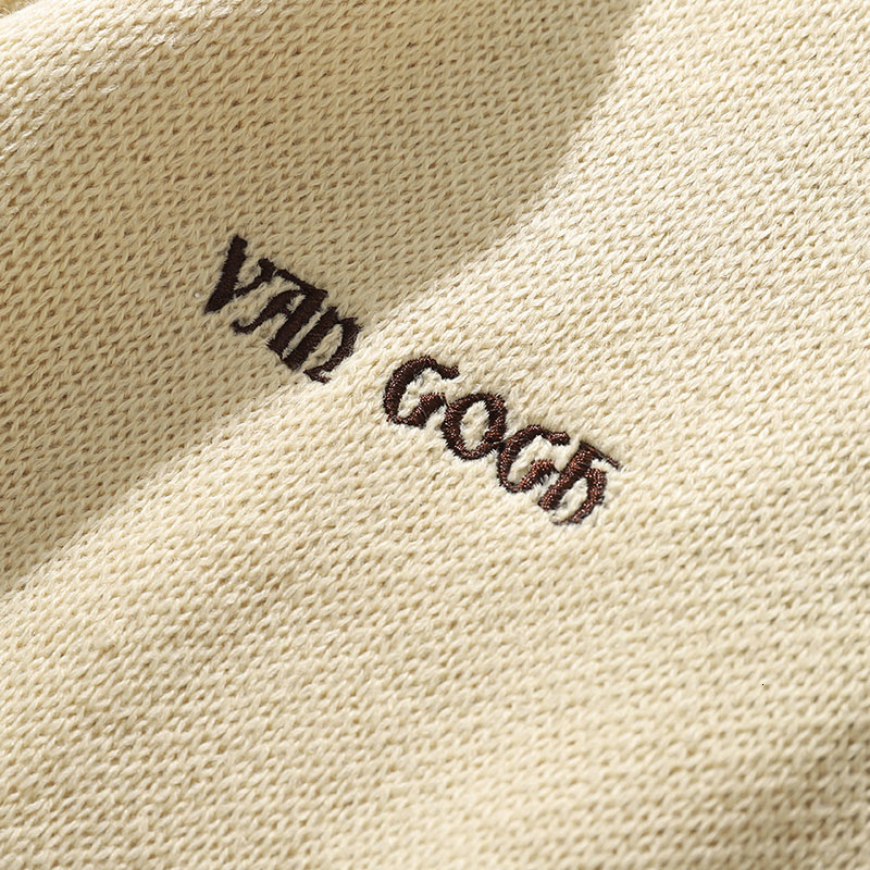 Men Hip Hop Sweater Pullover Streetwear Van Gogh Painting Embroidery Knitted Sweater Retro Vintage Autumn Sweaters Cotton V191022