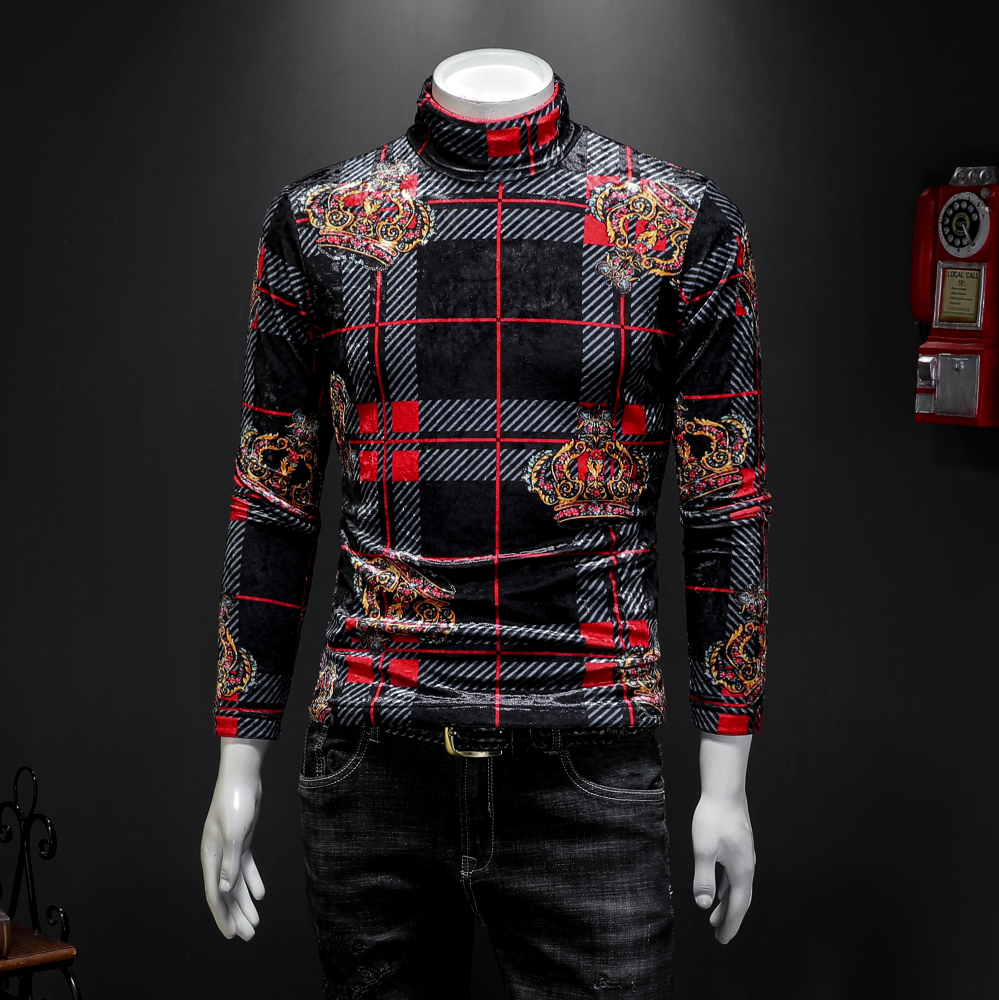 Men' plus size plus velvet thick long-sleeved trend T-shirt 2019 new loose elastic Korean velvet high collar plaid shirt, Red
Men' plus size plus velvet thick long-sleeved trend T-shirt 2019 new loose elastic Korean velvet high collar plaid shirt, Red