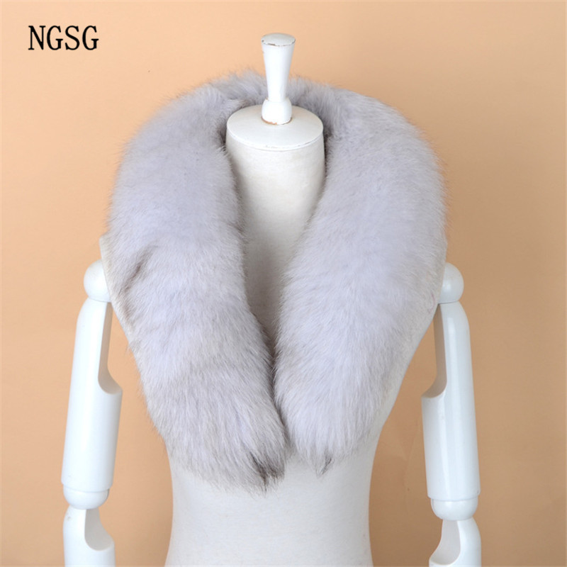 NGSG Real Fox Fur Scarf Women Men Striped Winter Warm 80-90CM Long Tail Scarf Fashion y Collar Scarves Wraps Female W001 C18110101 - view 6