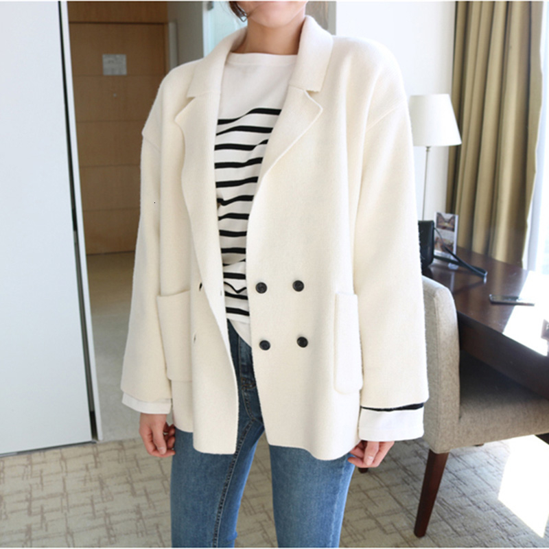 Cashmere Cardigan Sweater Women Winter Jumper Solid Korean Blazer Sweater Button Oversized Cardigan Harajuku Double Breasted New V191019