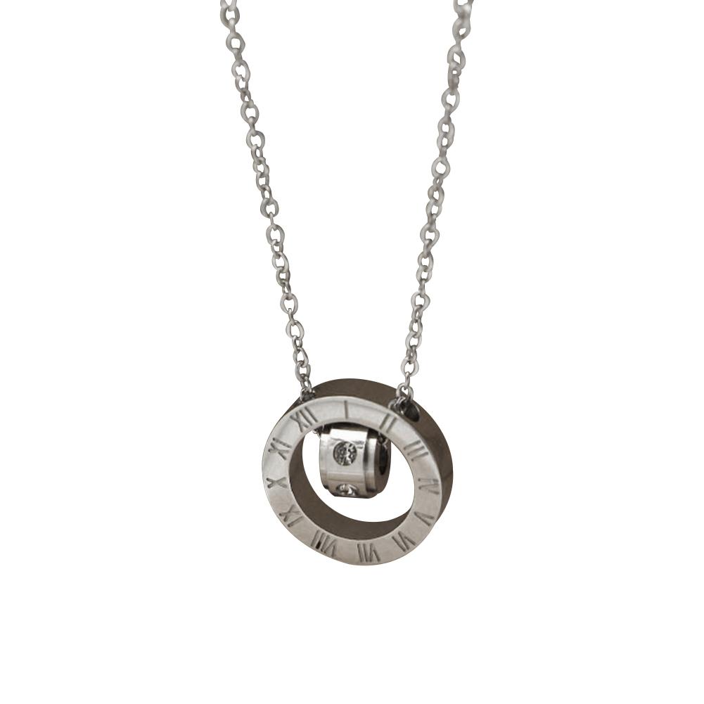 Fashion- lovely Roman Numerals Round Pendant Necklace Link Chain Clothing Accessories