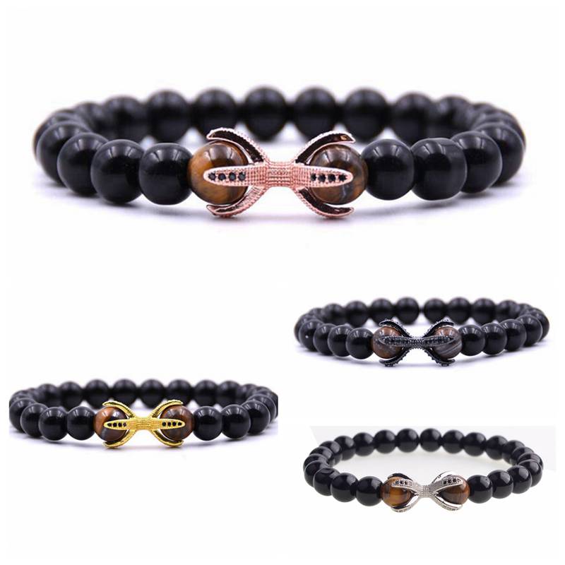 Black agate bracelet Micro inlaid zircon octagonal alloy bracelet men and women personality popular bracelet
