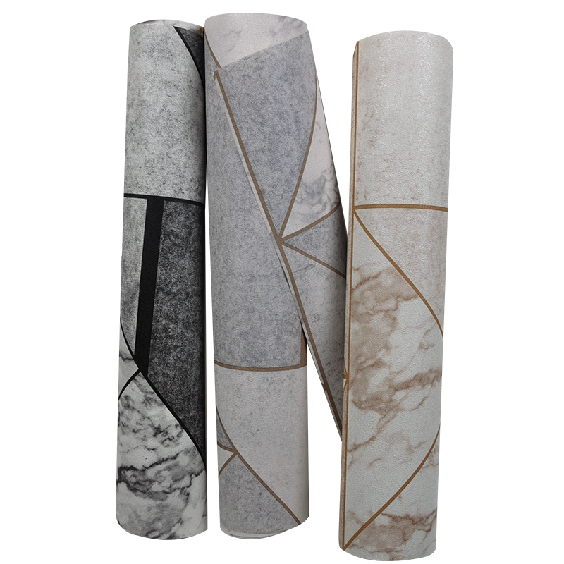 Modern 3D Grey Geometric Wallpaper Living Room Bedroom TV Background Wall Marble Wall Papers Roll PVC Waterproof Covering