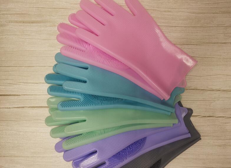 Dishwashing Cleaning Gloves Magic Silicone Rubber Dish Washing Glove for Household Scrubber Kitchen Clean Tool Scrub