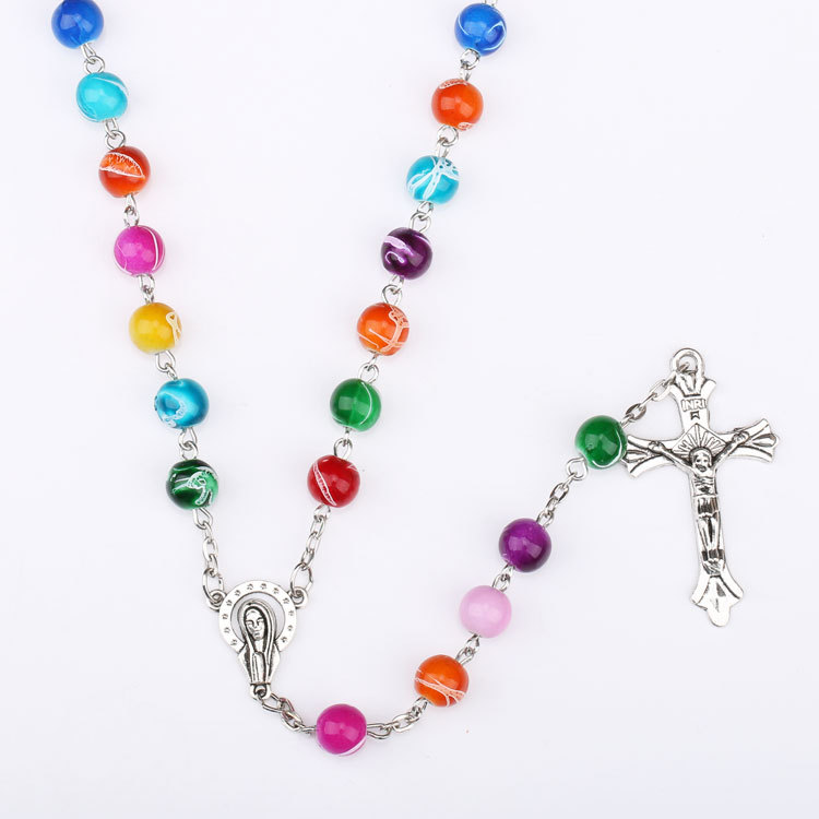 Colorful Rosary Beads Necklace Catholic Prayer Beads Cross Chain Mens Womens Rosary Necklace Jewelry
Colorful Rosary Beads Necklace Catholic Prayer Beads Cross Chain Mens Womens Rosary Necklace Jewelry