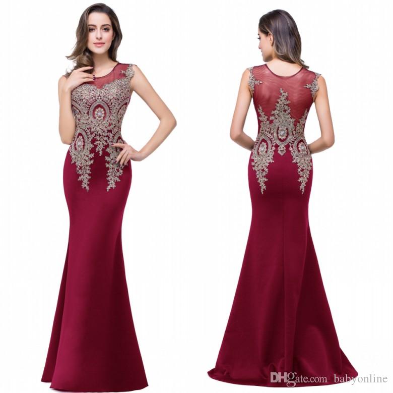 Babyonlinedress Gold Lace Mermaid Evening Dresses 2020 Sexy Tulle Neck Prom Party Dresses Long Multi Colors Bridesmaid Dresses CPS250