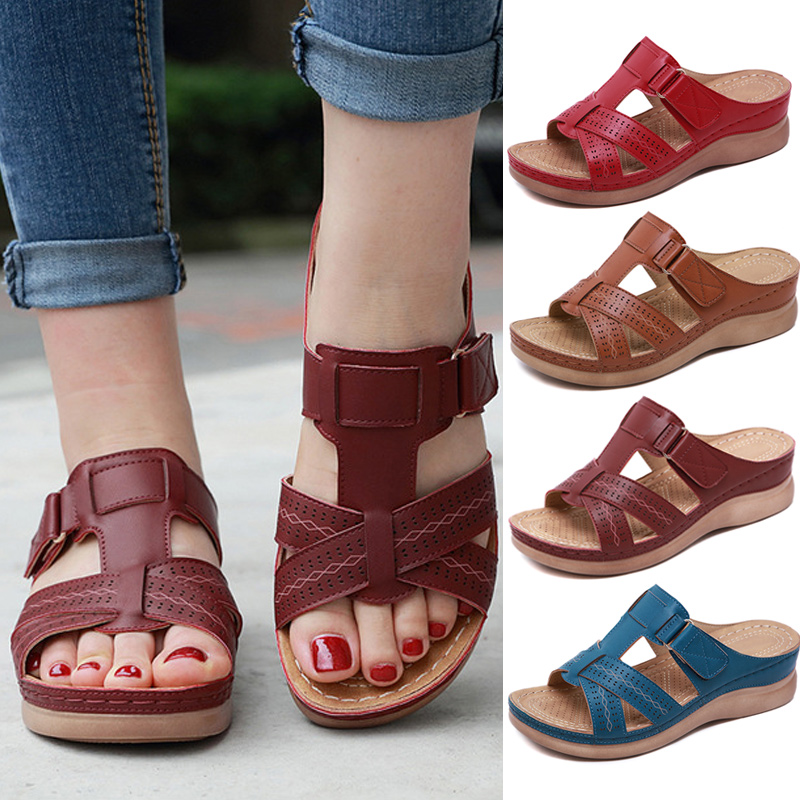 Vintage Wedge With Comfortable Slippers Shoes Women Orthopedic Open Toe Sandals Vintage Anti-slip Breathable for Summer, Red
Vintage Wedge With Comfortable Slippers Shoes Women Orthopedic Open Toe Sandals Vintage Anti-slip Breathable for Summer, Red
