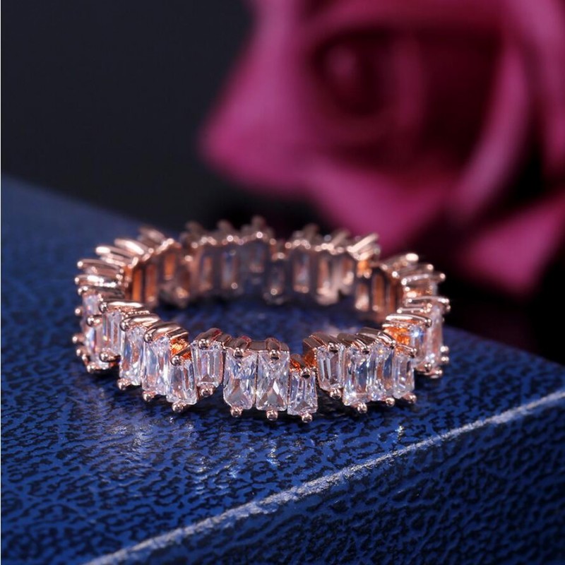 Sterg Sier Princess Cut Topaz Wedding Band Ring for Women | Gold Fill Dia CZ Gemstones Jewelry Gift 33ea